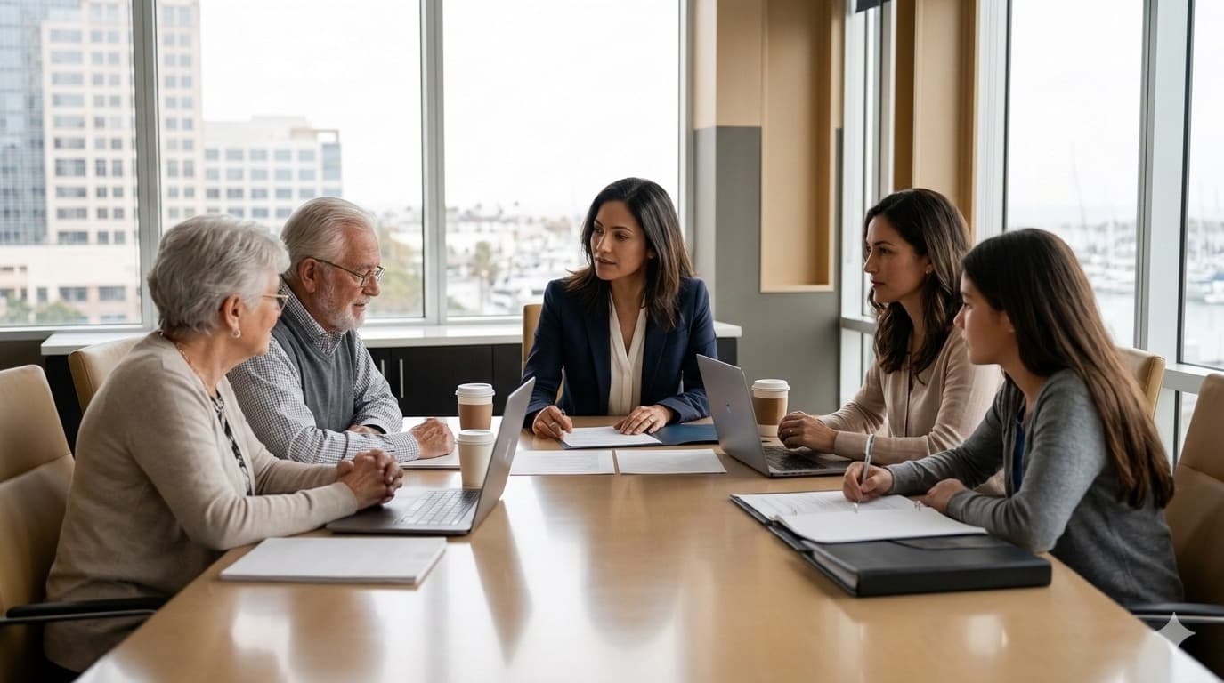 Family consulting with legal counsel